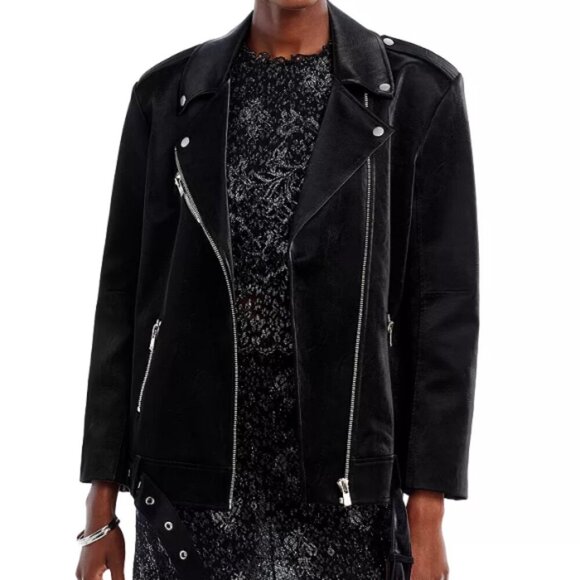 Cinq à Sept 'Brice' Faux-Leather Biker Jacket, Black - Picture 1 of 6